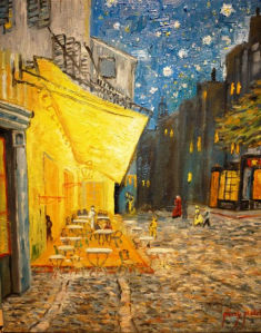Outdoor Cafe at Night. Perry's interpretation of Van Gogh's painting.