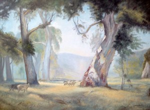 A Hans Heysen's water colour. Perry's interpretation in Oil.